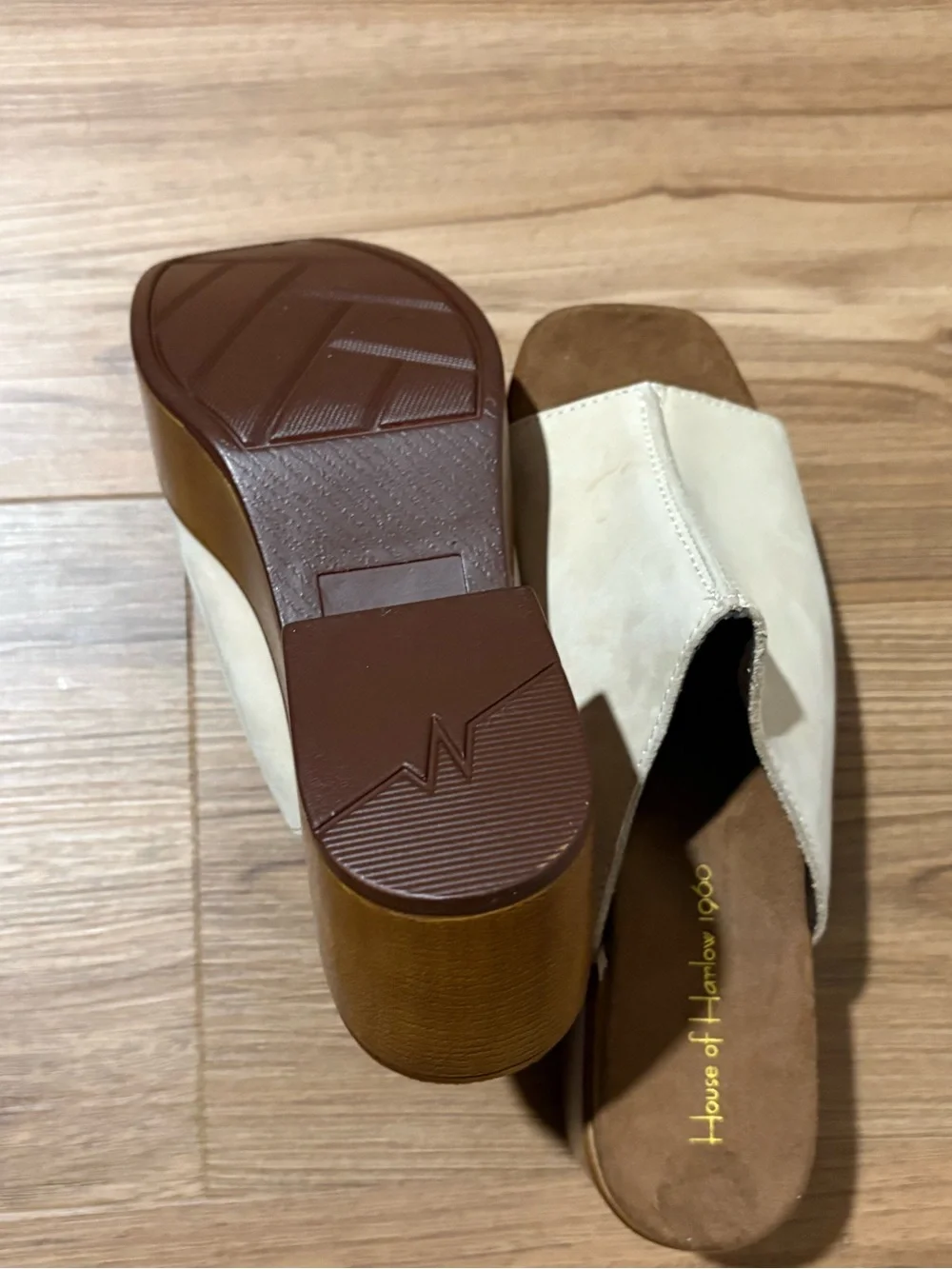 House of Harlow 1960 Griffin Ivory Platform Mule Heels